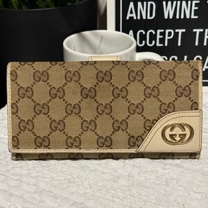 Vintage Gucci Tan and Brown Monogram Wallet